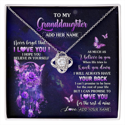Love Knot Necklace 14K White Gold Finish | 1 | Personalized To My Granddaughter Gifts Necklace From Grandma Floral Butterfly Love You Granddaughter Birthday Gifts Graduation Christmas Gift Box Message Card | https://siriusteestore.