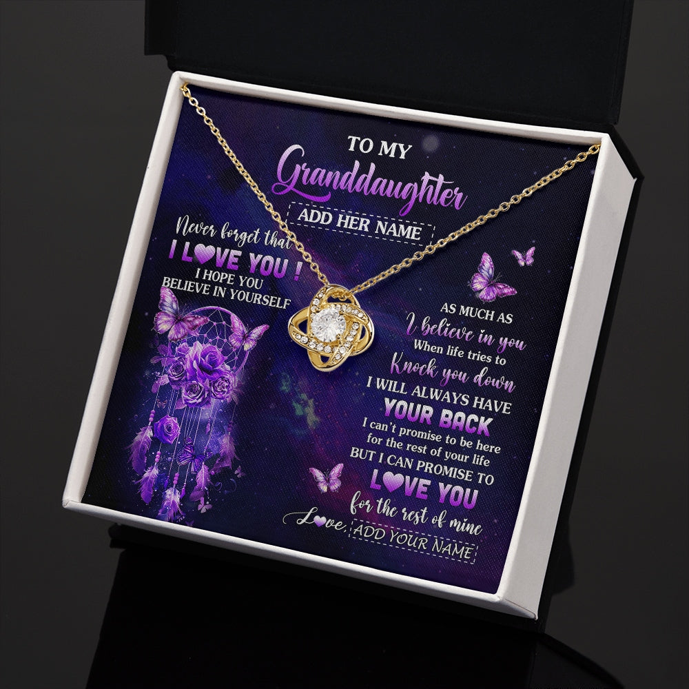Love Knot Necklace 18K Yellow Gold Finish | 2 | Personalized To My Granddaughter Gifts Necklace From Grandma Floral Butterfly Love You Granddaughter Birthday Gifts Graduation Christmas Gift Box Message Card | https://siriusteestore.