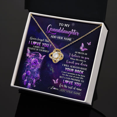Love Knot Necklace 18K Yellow Gold Finish | 2 | Personalized To My Granddaughter Gifts Necklace From Grandma Floral Butterfly Love You Granddaughter Birthday Gifts Graduation Christmas Gift Box Message Card | https://siriusteestore.