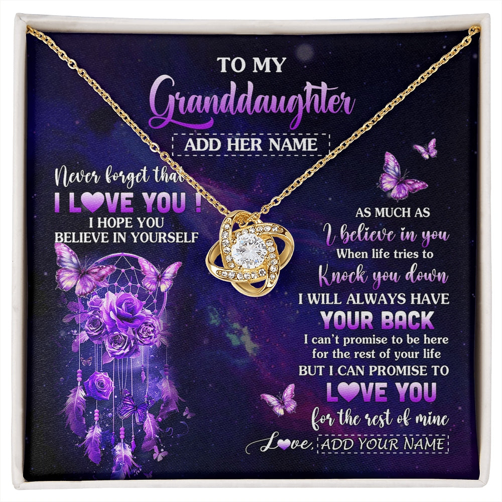Love Knot Necklace 18K Yellow Gold Finish | 1 | Personalized To My Granddaughter Gifts Necklace From Grandma Floral Butterfly Love You Granddaughter Birthday Gifts Graduation Christmas Gift Box Message Card | https://siriusteestore.