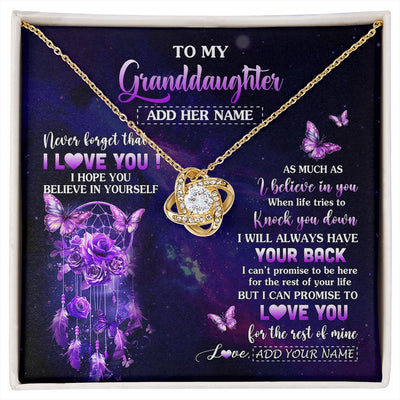 Love Knot Necklace 18K Yellow Gold Finish | 1 | Personalized To My Granddaughter Gifts Necklace From Grandma Floral Butterfly Love You Granddaughter Birthday Gifts Graduation Christmas Gift Box Message Card | https://siriusteestore.