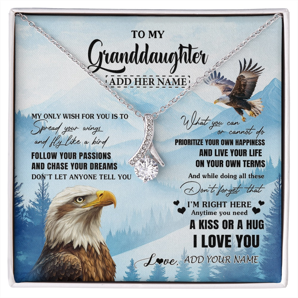 Alluring Beauty Necklace 14K White Gold Finish | 1 | Personalized To My Granddaughter Gifts Necklace From Grandma Grandpa Eagle My Only Wish For You Granddaughter Birthday Gifts Christmas Gift Box Message Card | siriusteestore.myshopify