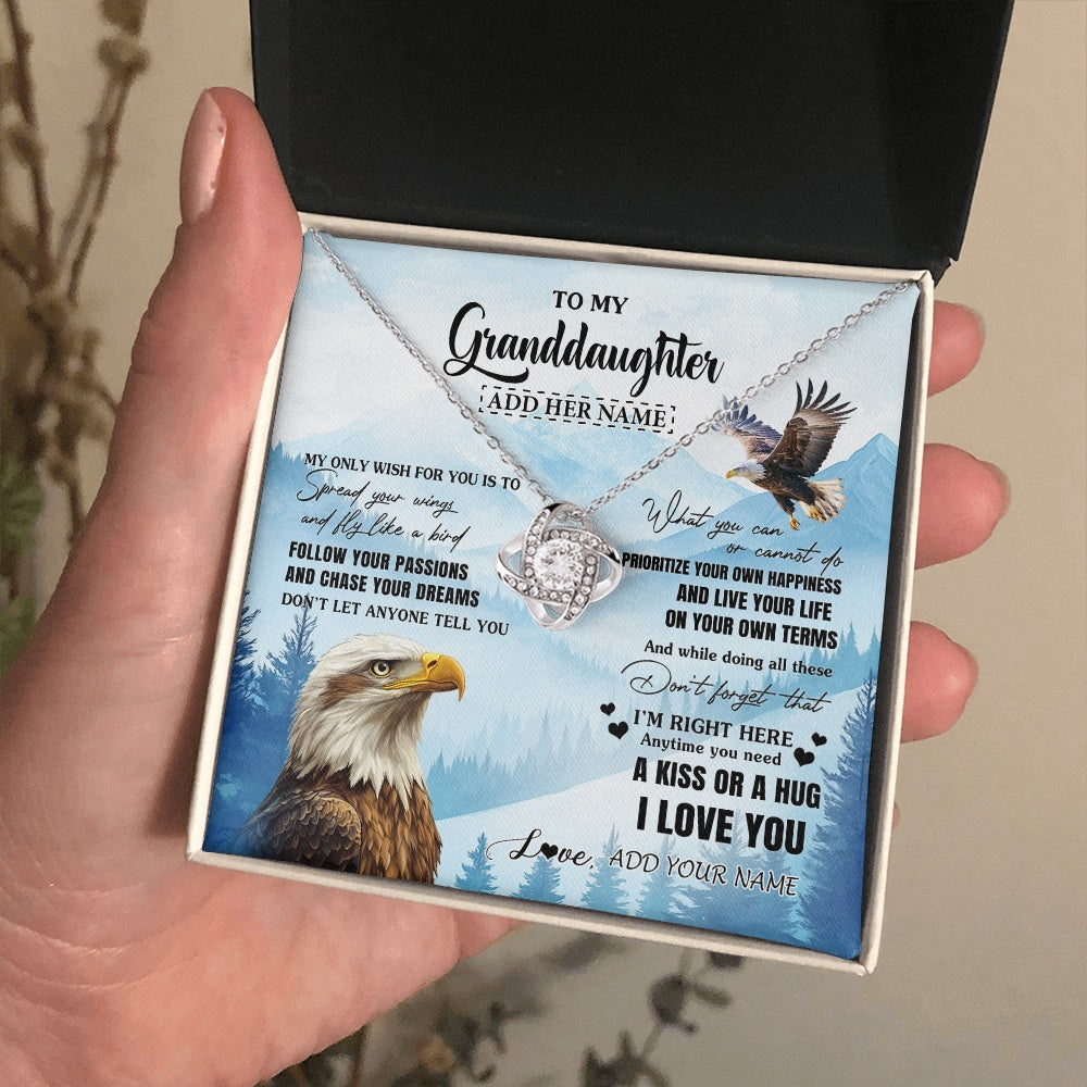 Love Knot Necklace 14K White Gold Finish | 2 | Personalized To My Granddaughter Gifts Necklace From Grandma Grandpa Eagle My Only Wish For You Granddaughter Birthday Gifts Christmas Gift Box Message Card | siriusteestore.myshopify