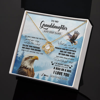 Love Knot Necklace 18K Yellow Gold Finish | 2 | Personalized To My Granddaughter Gifts Necklace From Grandma Grandpa Eagle My Only Wish For You Granddaughter Birthday Gifts Christmas Gift Box Message Card | siriusteestore.myshopify