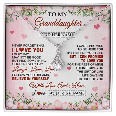 Alluring Beauty Necklace 14K White Gold Finish | 1 | Personalized To My Granddaughter Gifts Necklace From Grandma Grandpa Floral I Love You Birthday Gifts For Granddaughter Graduation Christmas Gift Box Message Card | https://siriusteestore.