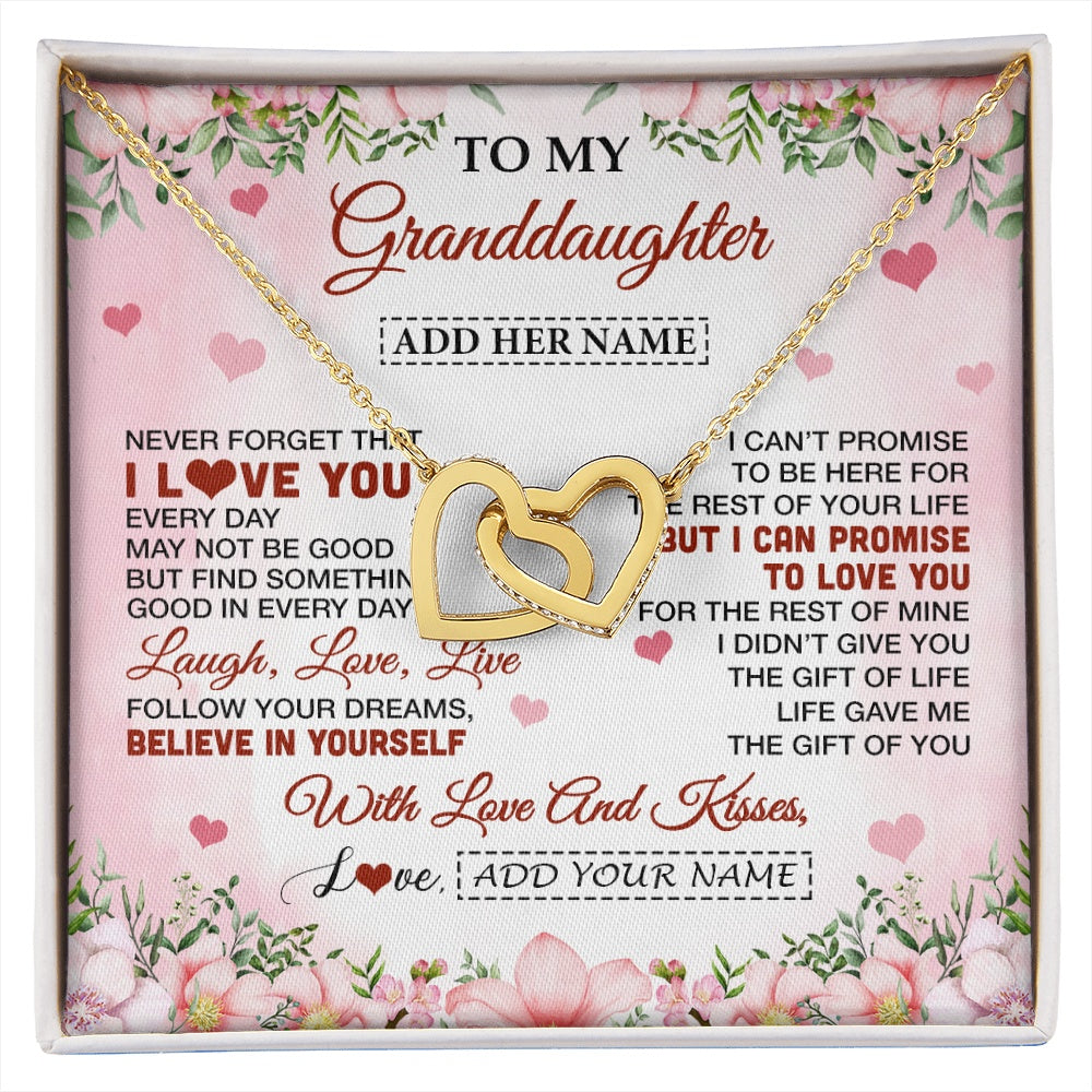Interlocking Hearts Necklace 18K Yellow Gold Finish | 1 | Personalized To My Granddaughter Gifts Necklace From Grandma Grandpa Floral I Love You Birthday Gifts For Granddaughter Graduation Christmas Gift Box Message Card | https://siriusteestore.
