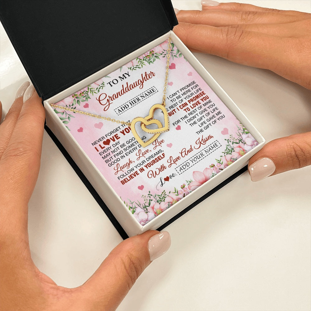 Interlocking Hearts Necklace 18K Yellow Gold Finish | 2 | Personalized To My Granddaughter Gifts Necklace From Grandma Grandpa Floral I Love You Birthday Gifts For Granddaughter Graduation Christmas Gift Box Message Card | https://siriusteestore.