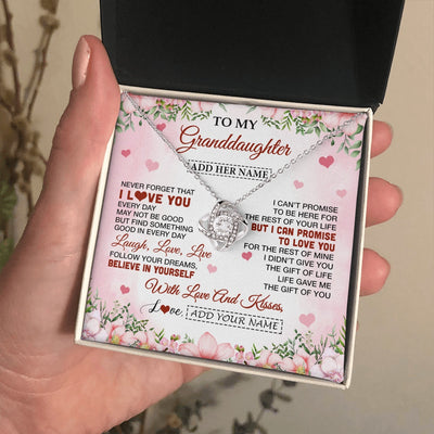 Love Knot Necklace 14K White Gold Finish | 2 | Personalized To My Granddaughter Gifts Necklace From Grandma Grandpa Floral I Love You Birthday Gifts For Granddaughter Graduation Christmas Gift Box Message Card | https://siriusteestore.