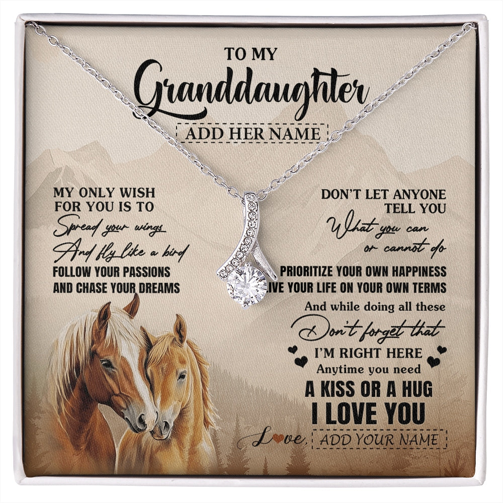 Alluring Beauty Necklace 14K White Gold Finish | 1 | Personalized To My Granddaughter Gifts Necklace From Grandma Grandpa Horse My Only Wish For You Granddaughter Birthday Gifts Christmas Gift Box Message Card | https://siriusteestore.