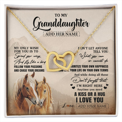 Interlocking Hearts Necklace 18K Yellow Gold Finish | 1 | Personalized To My Granddaughter Gifts Necklace From Grandma Grandpa Horse My Only Wish For You Granddaughter Birthday Gifts Christmas Gift Box Message Card | https://siriusteestore.