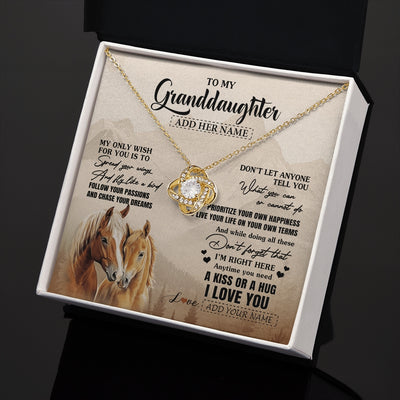 Love Knot Necklace 18K Yellow Gold Finish | 2 | Personalized To My Granddaughter Gifts Necklace From Grandma Grandpa Horse My Only Wish For You Granddaughter Birthday Gifts Christmas Gift Box Message Card | https://siriusteestore.
