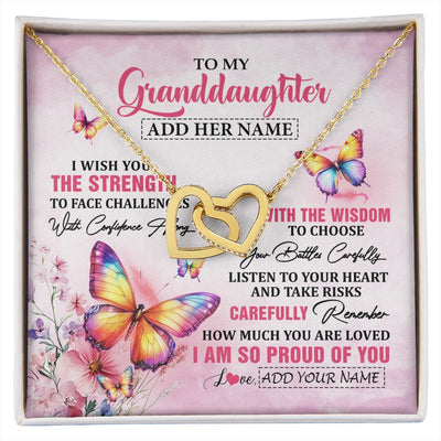 Interlocking Hearts Necklace 18K Yellow Gold Finish | 1 | Personalized To My Granddaughter Gifts Necklace From Grandma Grandpa I Wish You The Strength Butterfly Granddaughter Birthday Christmas Gift Box Message Card | https://siriusteestore.