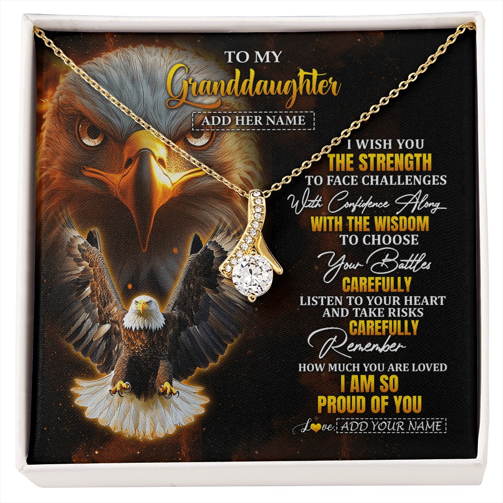 Alluring Beauty Necklace 18K Yellow Gold Finish | 1 | Personalized To My Granddaughter Gifts Necklace From Grandma Grandpa I Wish You The Strength Eagle Granddaughter Birthday Gifts Christmas Gift Box Message Card | https://siriusteestore.