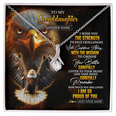 Alluring Beauty Necklace 14K White Gold Finish | 1 | Personalized To My Granddaughter Gifts Necklace From Grandma Grandpa I Wish You The Strength Eagle Granddaughter Birthday Gifts Christmas Gift Box Message Card | https://siriusteestore.