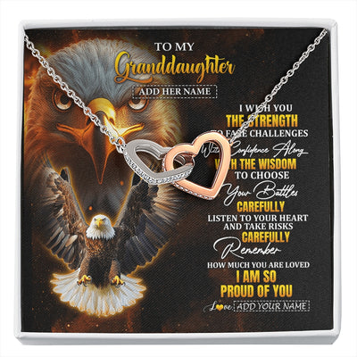 Interlocking Hearts Necklace Stainless Steel & Rose Gold Finish | 1 | Personalized To My Granddaughter Gifts Necklace From Grandma Grandpa I Wish You The Strength Eagle Granddaughter Birthday Gifts Christmas Gift Box Message Card | https://siriusteestore.