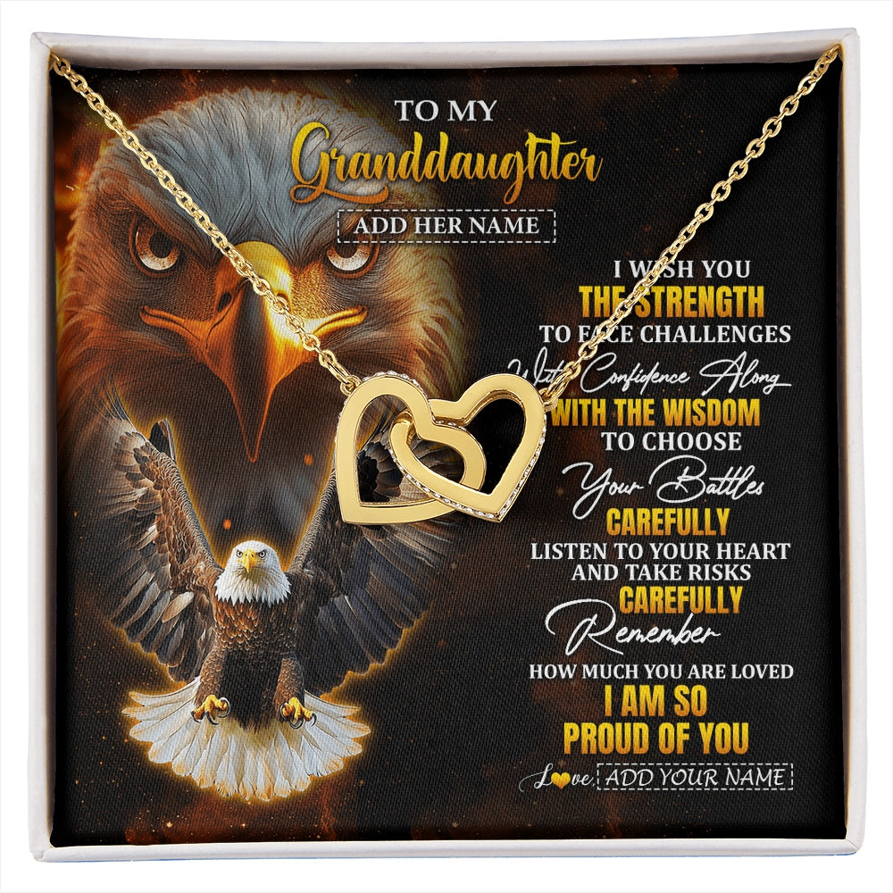 Interlocking Hearts Necklace 18K Yellow Gold Finish | 1 | Personalized To My Granddaughter Gifts Necklace From Grandma Grandpa I Wish You The Strength Eagle Granddaughter Birthday Gifts Christmas Gift Box Message Card | https://siriusteestore.