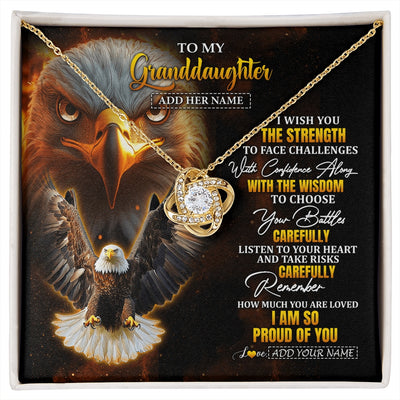 Love Knot Necklace 18K Yellow Gold Finish | 1 | Personalized To My Granddaughter Gifts Necklace From Grandma Grandpa I Wish You The Strength Eagle Granddaughter Birthday Gifts Christmas Gift Box Message Card | https://siriusteestore.
