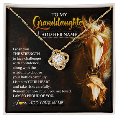 Love Knot Necklace 18K Yellow Gold Finish | 1 | Personalized To My Granddaughter Gifts Necklace From Grandma Grandpa I Wish You The Strength Horse Granddaughter Birthday Gifts Christmas Gift Box Message Card | https://siriusteestore.