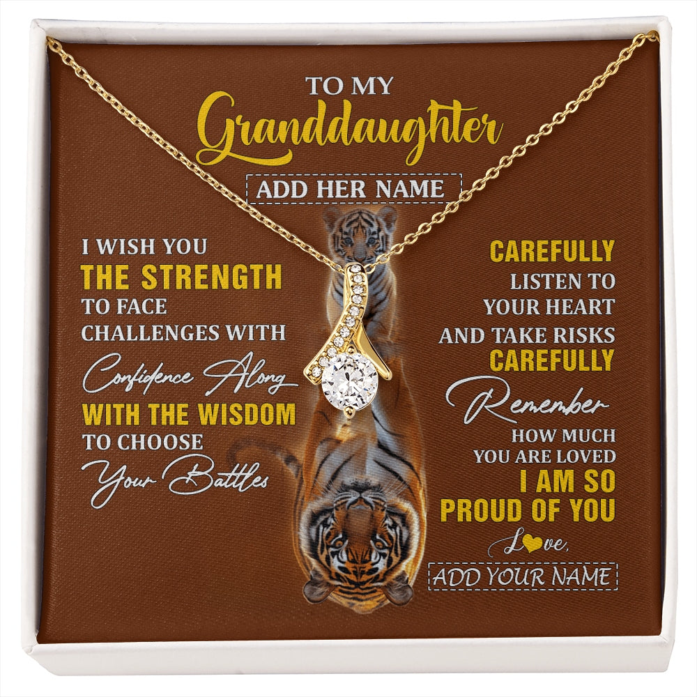Alluring Beauty Necklace 18K Yellow Gold Finish | 1 | Personalized To My Granddaughter Gifts Necklace From Grandma Grandpa I Wish You The Strength Tiger Granddaughter Birthday Gifts Christmas Gift Box Message Card | https://siriusteestore.