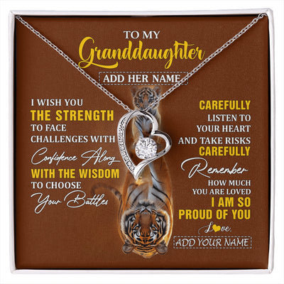 Forever Love Necklace 14K White Gold Finish | 1 | Personalized To My Granddaughter Gifts Necklace From Grandma Grandpa I Wish You The Strength Tiger Granddaughter Birthday Gifts Christmas Gift Box Message Card | https://siriusteestore.