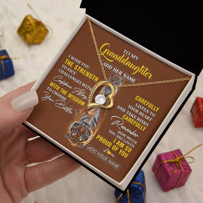 Forever Love Necklace 18K Yellow Gold Finish | 2 | Personalized To My Granddaughter Gifts Necklace From Grandma Grandpa I Wish You The Strength Tiger Granddaughter Birthday Gifts Christmas Gift Box Message Card | https://siriusteestore.