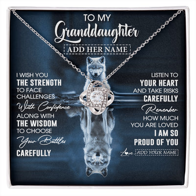 Love Knot Necklace 14K White Gold Finish | 1 | Personalized To My Granddaughter Gifts Necklace From Grandma Grandpa I Wish You The Strength Wolf Granddaughter Birthday Gifts Christmas Gift Box Message Card | https://siriusteestore.