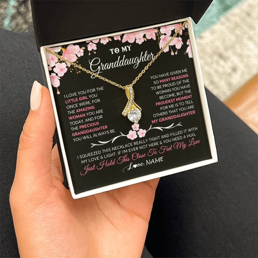 Alluring Beauty Necklace 18K Yellow Gold Finish | 2 | Personalized To My Granddaughter Gifts Necklace From Grandma Grandpa Love Precious Granddaughter Birthday Graduation Christmas Customized Gift Box Message Card | siriusteestore