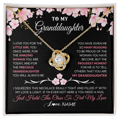 Love Knot Necklace 18K Yellow Gold Finish | 1 | Personalized To My Granddaughter Gifts Necklace From Grandma Grandpa Love Precious Granddaughter Birthday Graduation Christmas Customized Gift Box Message Card | siriusteestore