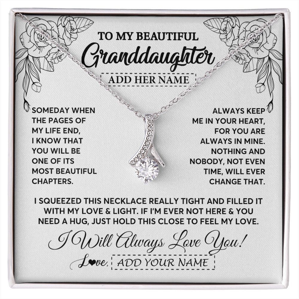 Alluring Beauty Necklace 14K White Gold Finish | 1 | Personalized To My Granddaughter Gifts Necklace From Grandma Grandpa Someday When The Pages Birthday Granddaughter Christmas Graduation Gift Box Message Card | https://siriusteestore.