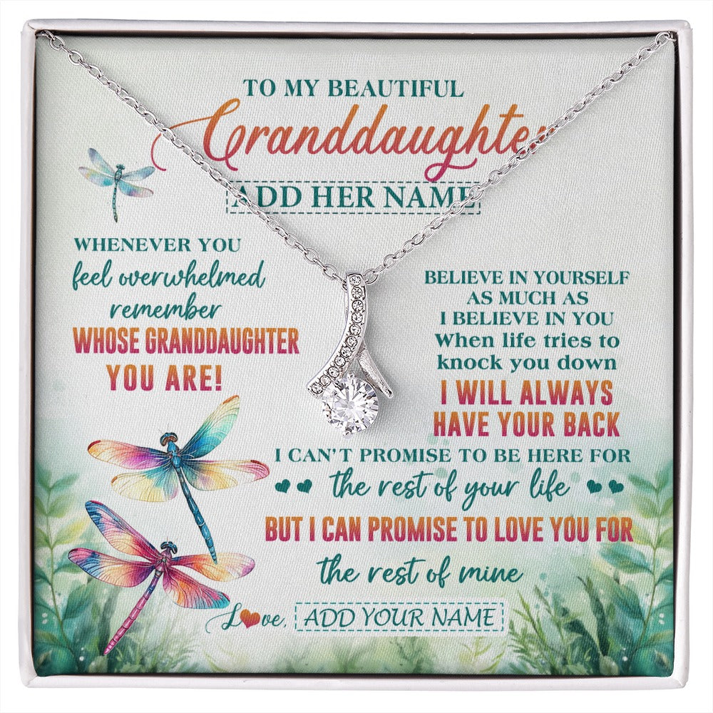 Alluring Beauty Necklace 14K White Gold Finish | 1 | Personalized To My Granddaughter Gifts Necklace From Grandma Grandpa Whenever You Feel Dragonfly Granddaughter Birthday Gifts Christmas Gift Box Message Card | https://siriusteestore.