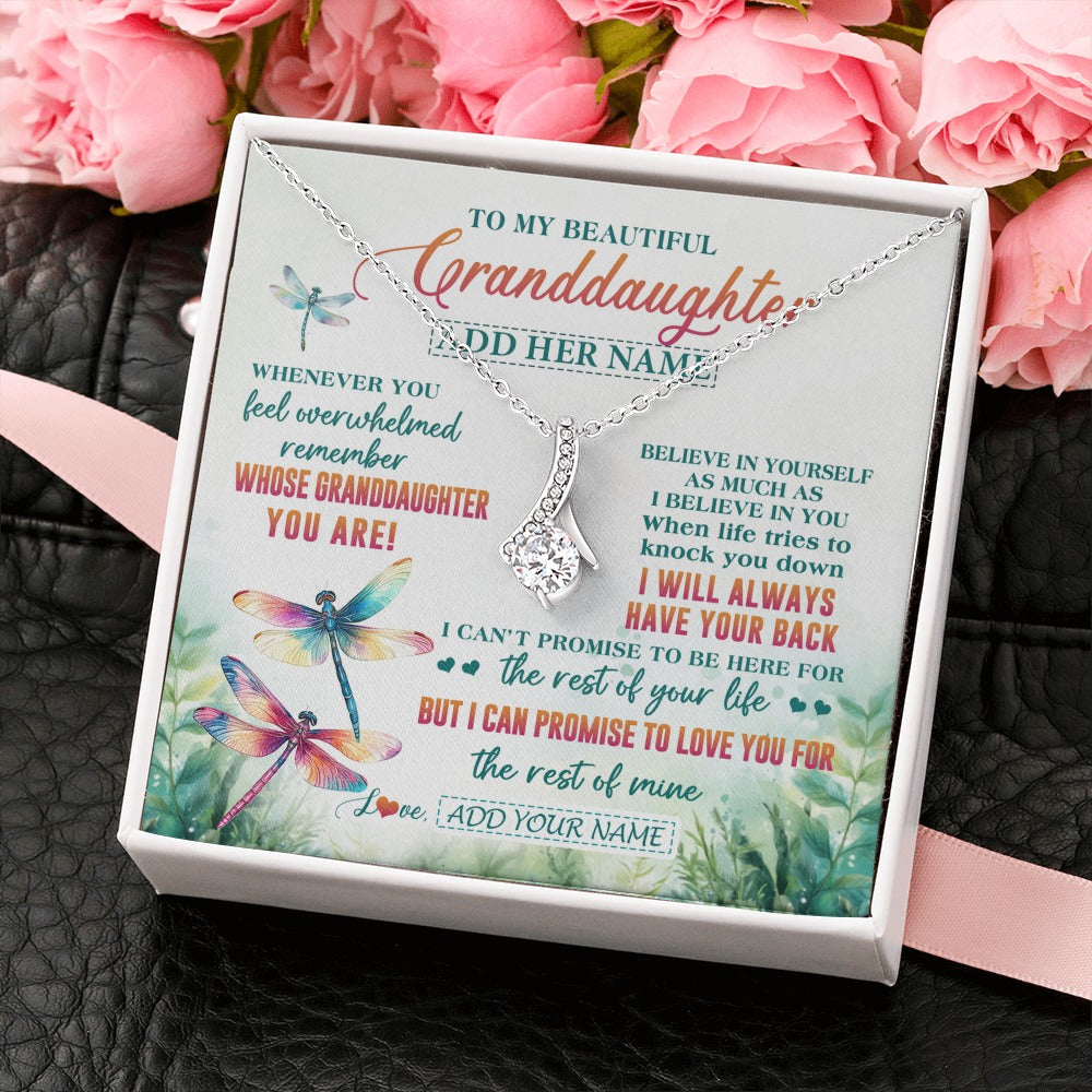 Alluring Beauty Necklace 14K White Gold Finish | 2 | Personalized To My Granddaughter Gifts Necklace From Grandma Grandpa Whenever You Feel Dragonfly Granddaughter Birthday Gifts Christmas Gift Box Message Card | https://siriusteestore.