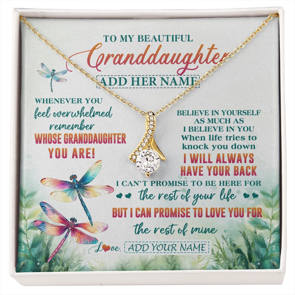Alluring Beauty Necklace 18K Yellow Gold Finish | 1 | Personalized To My Granddaughter Gifts Necklace From Grandma Grandpa Whenever You Feel Dragonfly Granddaughter Birthday Gifts Christmas Gift Box Message Card | https://siriusteestore.
