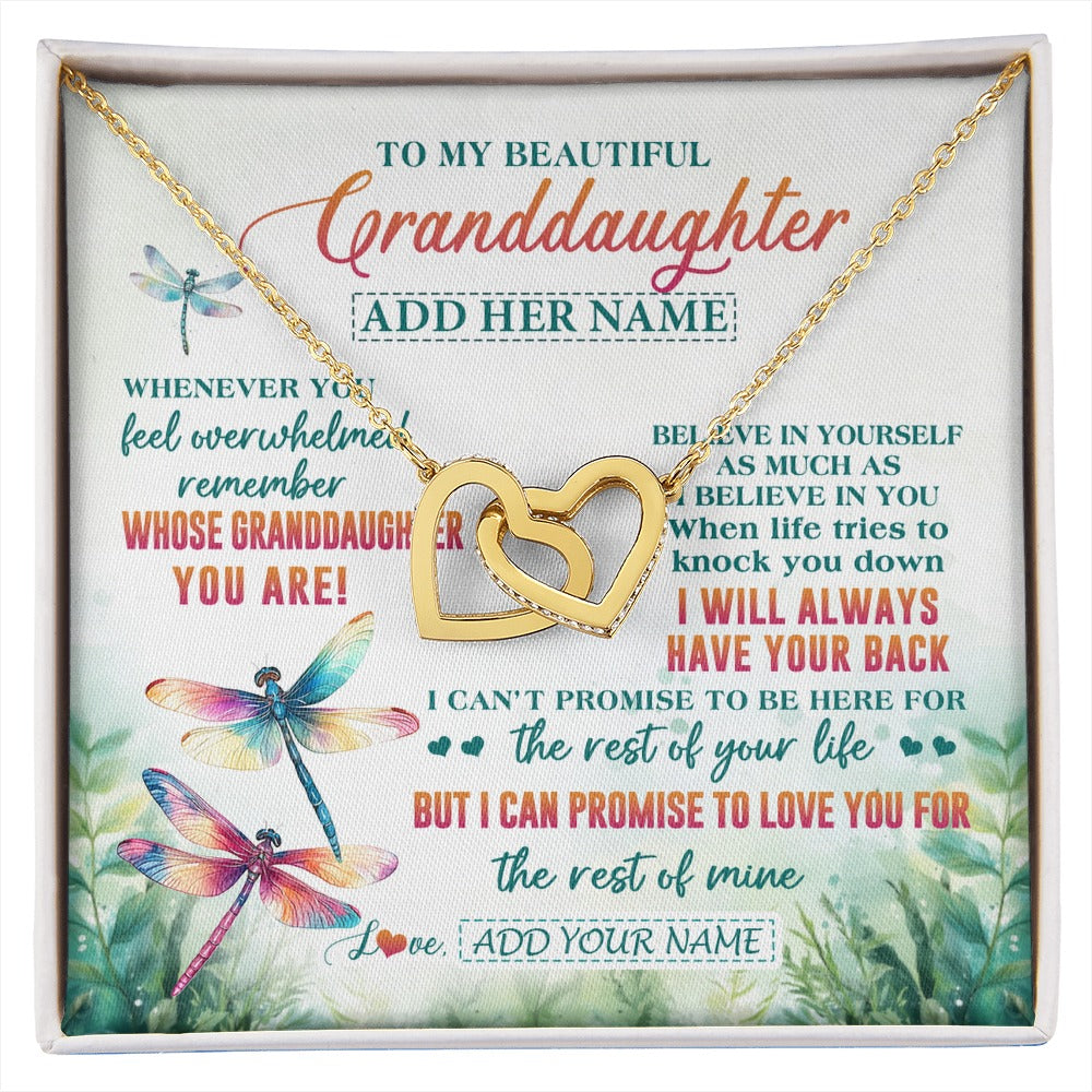 Interlocking Hearts Necklace 18K Yellow Gold Finish | 1 | Personalized To My Granddaughter Gifts Necklace From Grandma Grandpa Whenever You Feel Dragonfly Granddaughter Birthday Gifts Christmas Gift Box Message Card | https://siriusteestore.