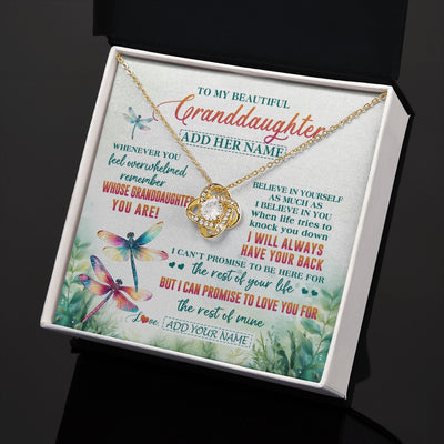 Love Knot Necklace 18K Yellow Gold Finish | 2 | Personalized To My Granddaughter Gifts Necklace From Grandma Grandpa Whenever You Feel Dragonfly Granddaughter Birthday Gifts Christmas Gift Box Message Card | https://siriusteestore.