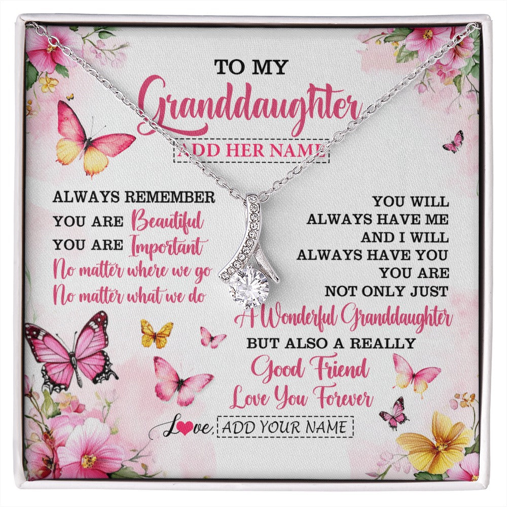 Alluring Beauty Necklace 14K White Gold Finish | 1 | Personalized To My Granddaughter Gifts Necklace From Grandma Grandpa You Are Beautiful Birthday Gifts For Granddaughter Christmas Custom Gift Box Message Card | https://siriusteestore.