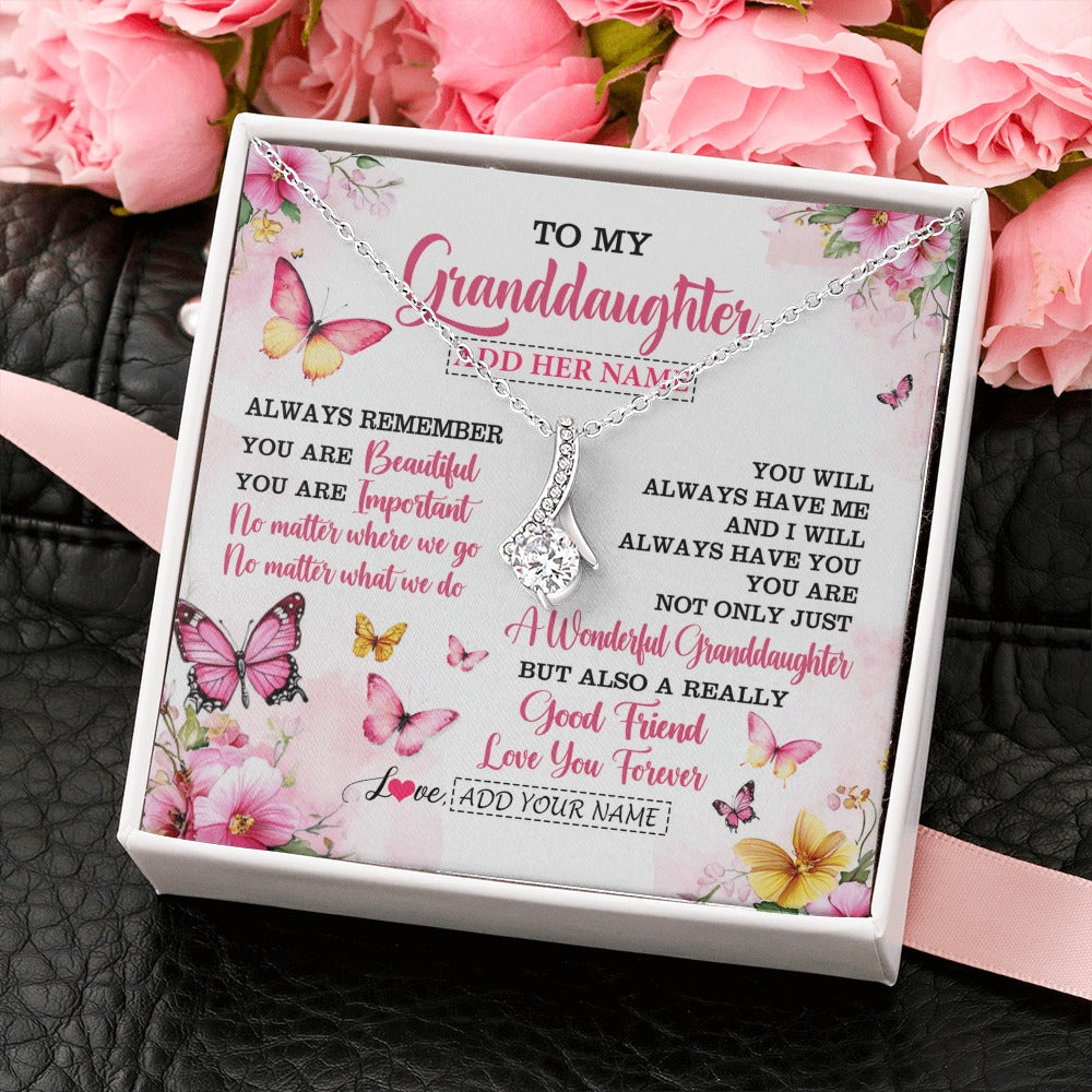 Alluring Beauty Necklace 14K White Gold Finish | 2 | Personalized To My Granddaughter Gifts Necklace From Grandma Grandpa You Are Beautiful Birthday Gifts For Granddaughter Christmas Custom Gift Box Message Card | https://siriusteestore.