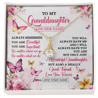 Alluring Beauty Necklace 18K Yellow Gold Finish | 1 | Personalized To My Granddaughter Gifts Necklace From Grandma Grandpa You Are Beautiful Birthday Gifts For Granddaughter Christmas Custom Gift Box Message Card | https://siriusteestore.