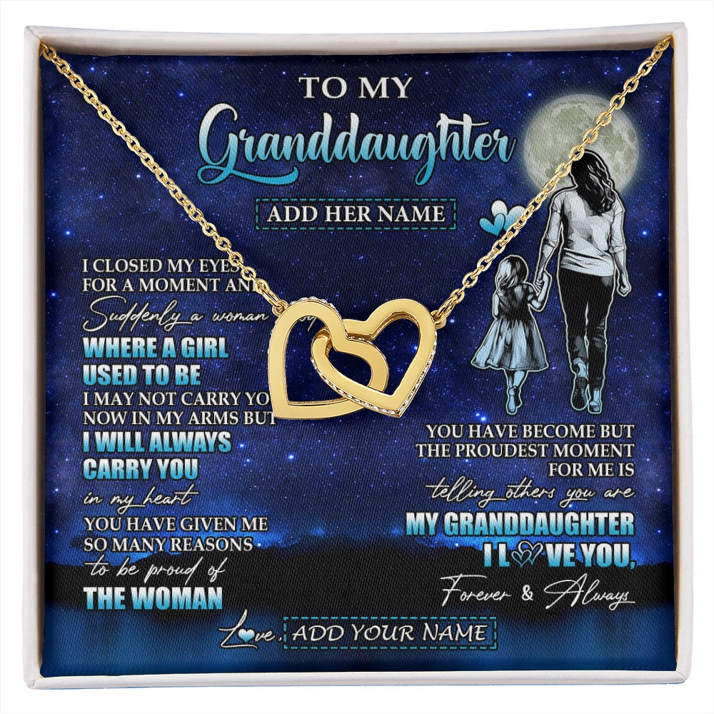 Interlocking Hearts Necklace 18K Yellow Gold Finish | 1 | Personalized To My Granddaughter Gifts Necklace From Grandma I Closed My Eyes For A Moment Granddaughter Birthday Graduation Christmas Gift Box Message Card | siriusteestore.myshopify