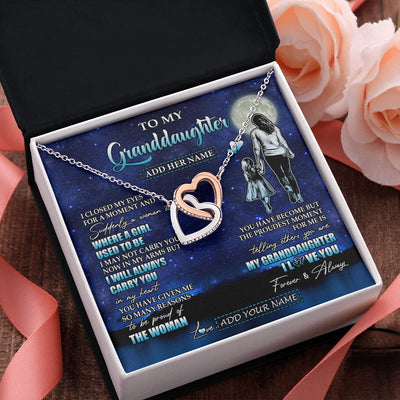 Interlocking Hearts Necklace Stainless Steel & Rose Gold Finish | 2 | Personalized To My Granddaughter Gifts Necklace From Grandma I Closed My Eyes For A Moment Granddaughter Birthday Graduation Christmas Gift Box Message Card | siriusteestore.myshopify