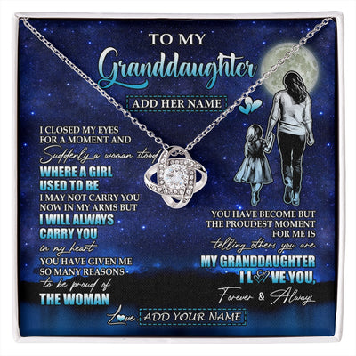 Love Knot Necklace 14K White Gold Finish | 1 | Personalized To My Granddaughter Gifts Necklace From Grandma I Closed My Eyes For A Moment Granddaughter Birthday Graduation Christmas Gift Box Message Card | siriusteestore.myshopify