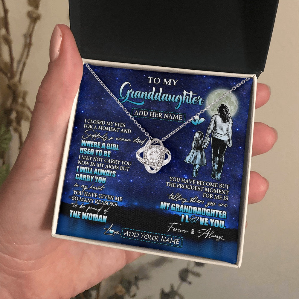 Love Knot Necklace 14K White Gold Finish | 2 | Personalized To My Granddaughter Gifts Necklace From Grandma I Closed My Eyes For A Moment Granddaughter Birthday Graduation Christmas Gift Box Message Card | siriusteestore.myshopify