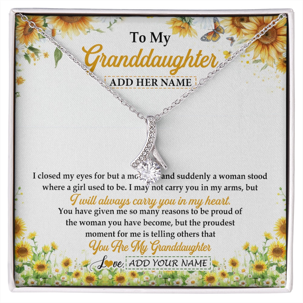 Alluring Beauty Necklace 14K White Gold Finish | 1 | Personalized To My Granddaughter Gifts Necklace From Grandma I Closed My Eyes Sunflower Best Granddaughter Birthday Gifts Christmas Gift Box Message Card | siriusteestore.myshopify