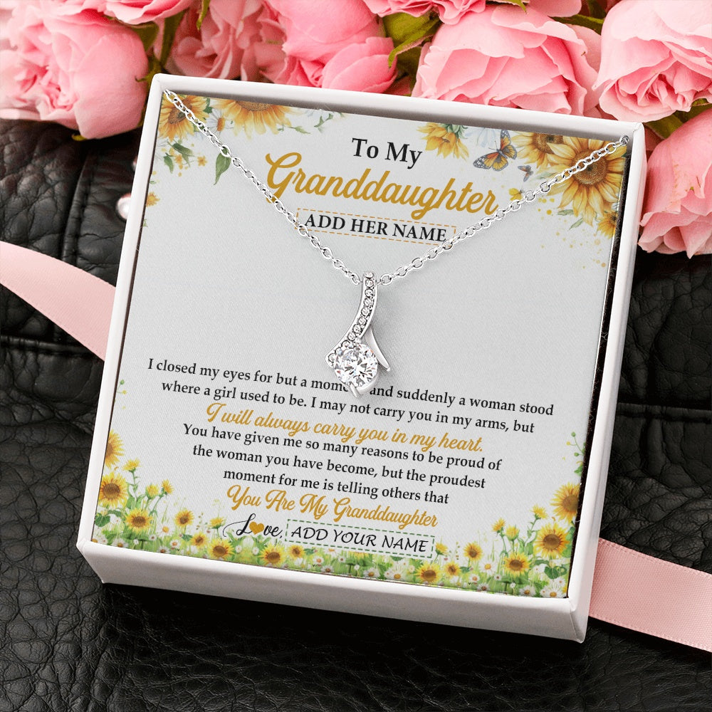 Alluring Beauty Necklace 14K White Gold Finish | 2 | Personalized To My Granddaughter Gifts Necklace From Grandma I Closed My Eyes Sunflower Best Granddaughter Birthday Gifts Christmas Gift Box Message Card | siriusteestore.myshopify