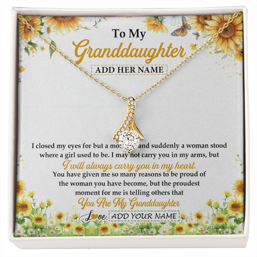 Alluring Beauty Necklace 18K Yellow Gold Finish | 1 | Personalized To My Granddaughter Gifts Necklace From Grandma I Closed My Eyes Sunflower Best Granddaughter Birthday Gifts Christmas Gift Box Message Card | siriusteestore.myshopify