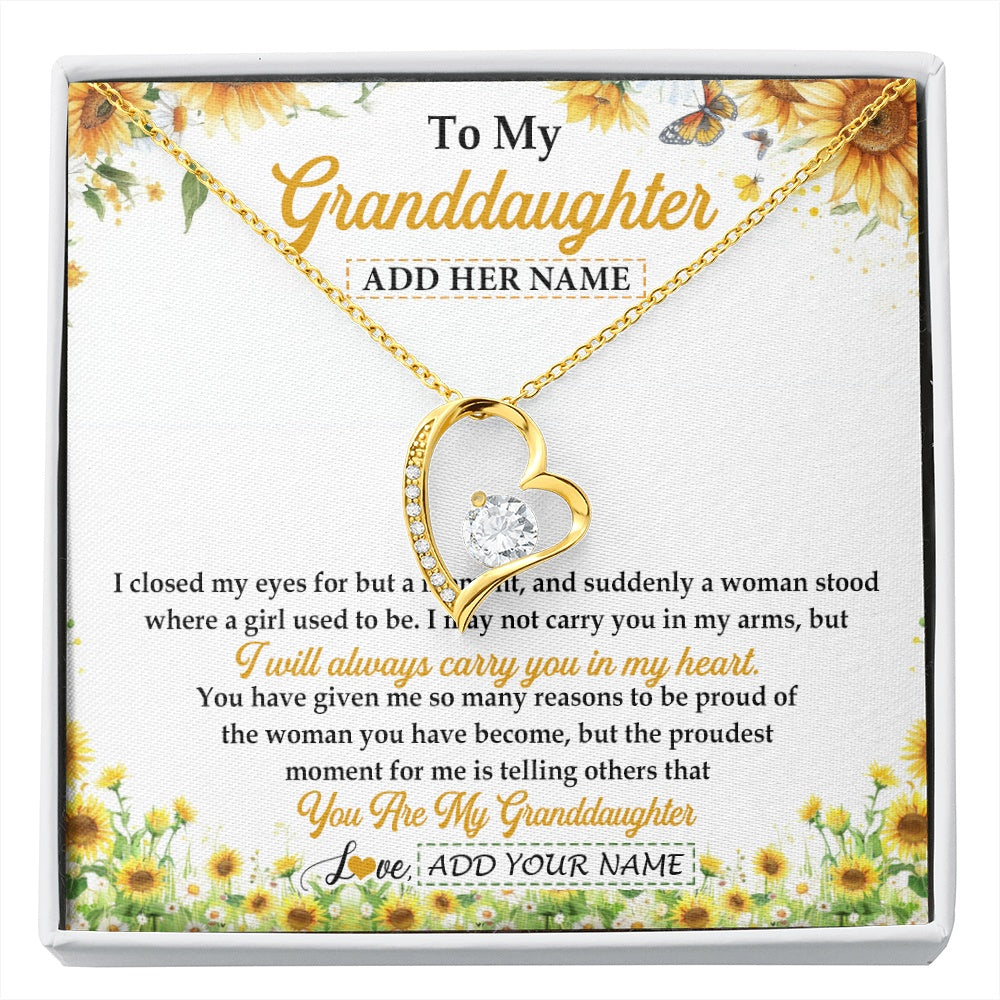 Forever Love Necklace 18K Yellow Gold Finish | 1 | Personalized To My Granddaughter Gifts Necklace From Grandma I Closed My Eyes Sunflower Best Granddaughter Birthday Gifts Christmas Gift Box Message Card | siriusteestore.myshopify