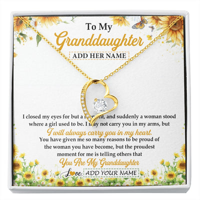 Forever Love Necklace 18K Yellow Gold Finish | 1 | Personalized To My Granddaughter Gifts Necklace From Grandma I Closed My Eyes Sunflower Best Granddaughter Birthday Gifts Christmas Gift Box Message Card | siriusteestore.myshopify