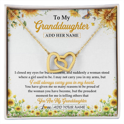 Interlocking Hearts Necklace 18K Yellow Gold Finish | 1 | Personalized To My Granddaughter Gifts Necklace From Grandma I Closed My Eyes Sunflower Best Granddaughter Birthday Gifts Christmas Gift Box Message Card | siriusteestore.myshopify