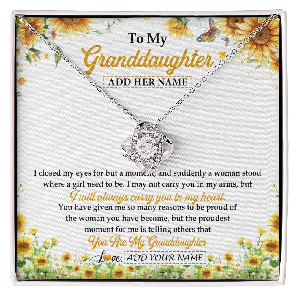 Love Knot Necklace 14K White Gold Finish | 1 | Personalized To My Granddaughter Gifts Necklace From Grandma I Closed My Eyes Sunflower Best Granddaughter Birthday Gifts Christmas Gift Box Message Card | siriusteestore.myshopify