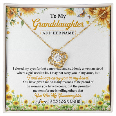 Love Knot Necklace 18K Yellow Gold Finish | 1 | Personalized To My Granddaughter Gifts Necklace From Grandma I Closed My Eyes Sunflower Best Granddaughter Birthday Gifts Christmas Gift Box Message Card | siriusteestore.myshopify