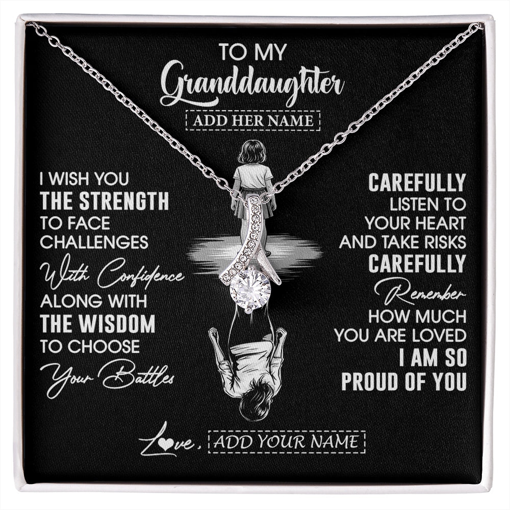 Alluring Beauty Necklace 14K White Gold Finish | 1 | Personalized To My Granddaughter Gifts Necklace From Grandma I Wish You The Strength Granddaughter Birthday Gifts Christmas Graduation Gift Box Message Card | https://siriusteestore.